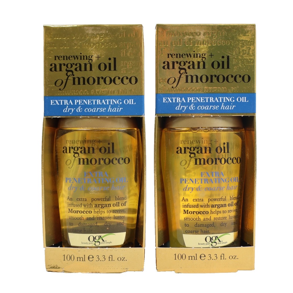 2PK OGX Renewing+Argan Oil of Morocco Hair Oil, Extra Penetrating Oil 3.3oz Each